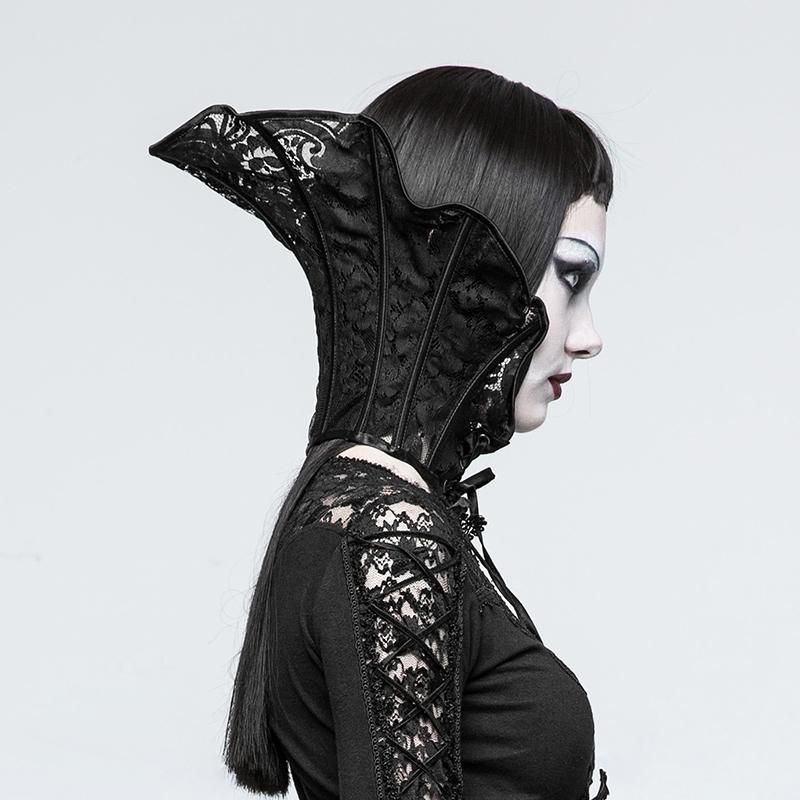 Side detail of the floral sheer lace neckwear