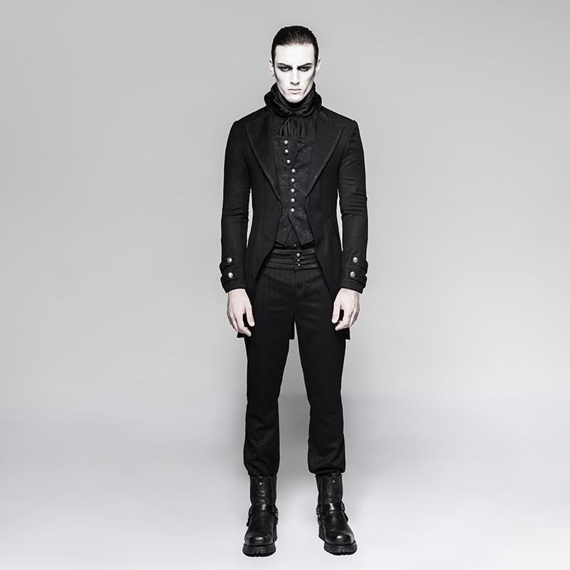 Full-length view of the black gothic two-piece jacket